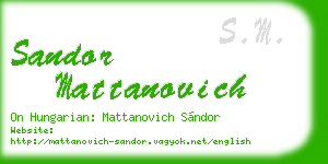 sandor mattanovich business card
